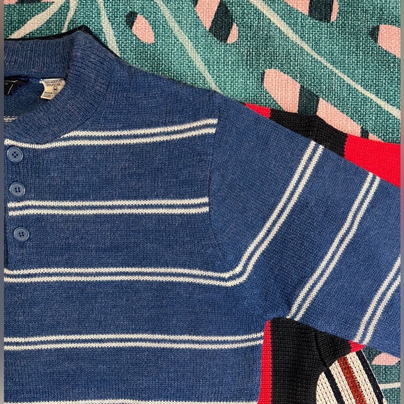 Vintage Christopher Rand Striped 3 Button Henley Knit Sweater - Picture 3 of 9